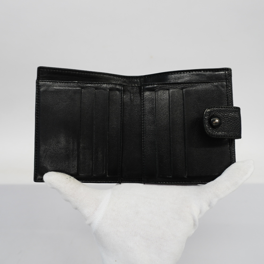 Auth Chanel Bi-fold Wallet Gold Metal Women's Caviar Leather Black - Picture 4 of 15